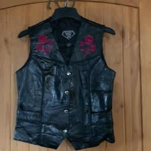 Womens Diamond Plate Buffalo leather vest